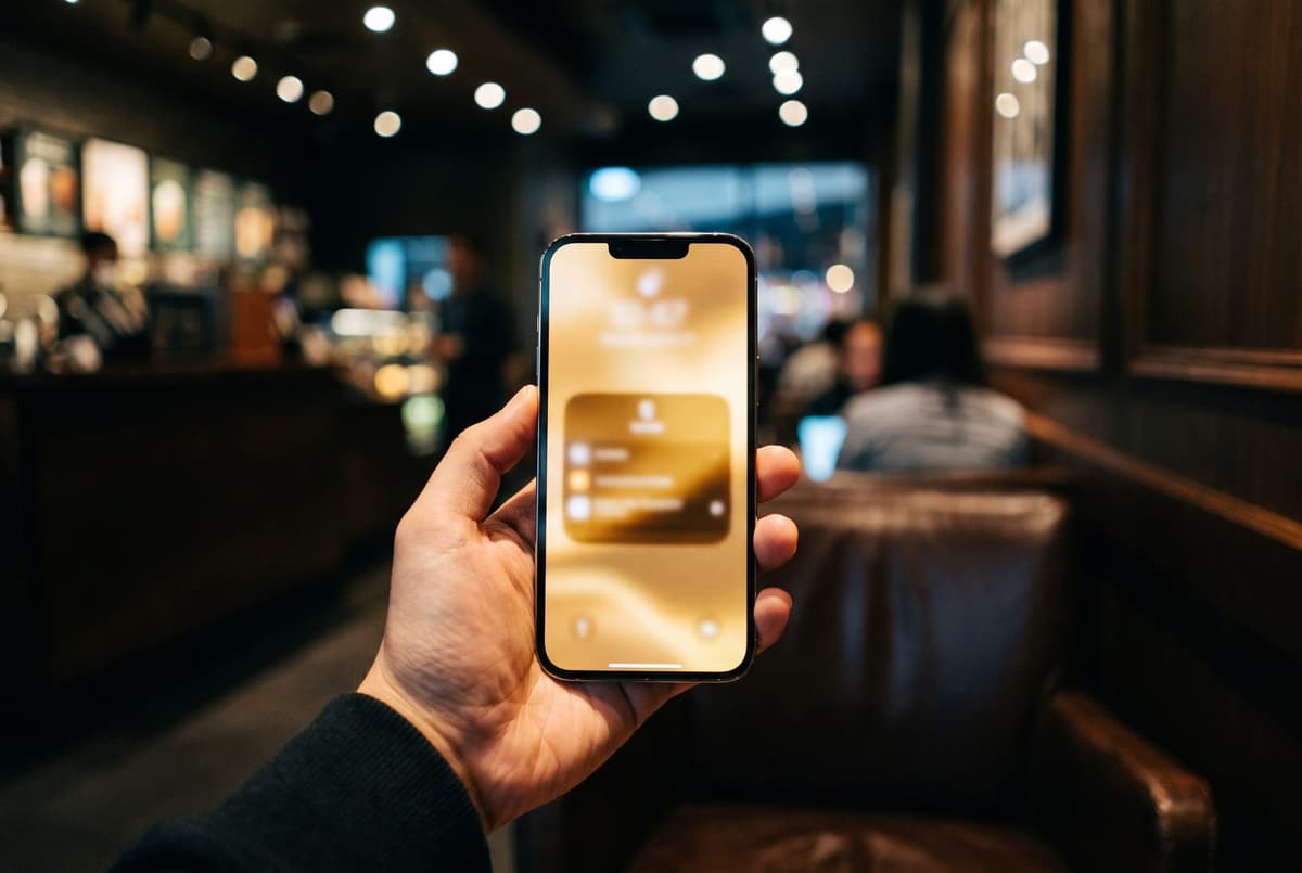 Hand holding a smartphone running a branded mobile app