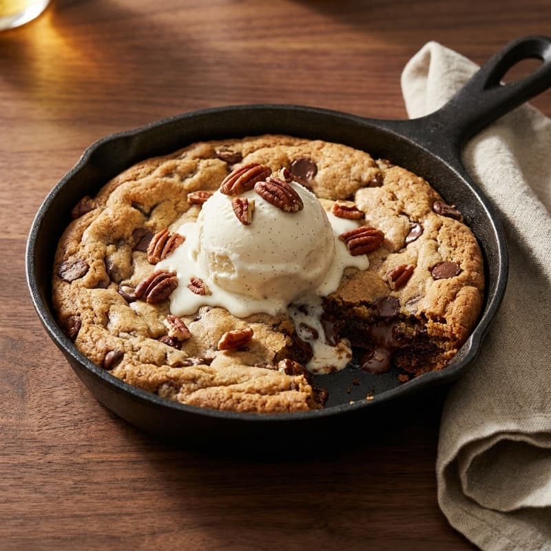 Skillet cookie with ice cream