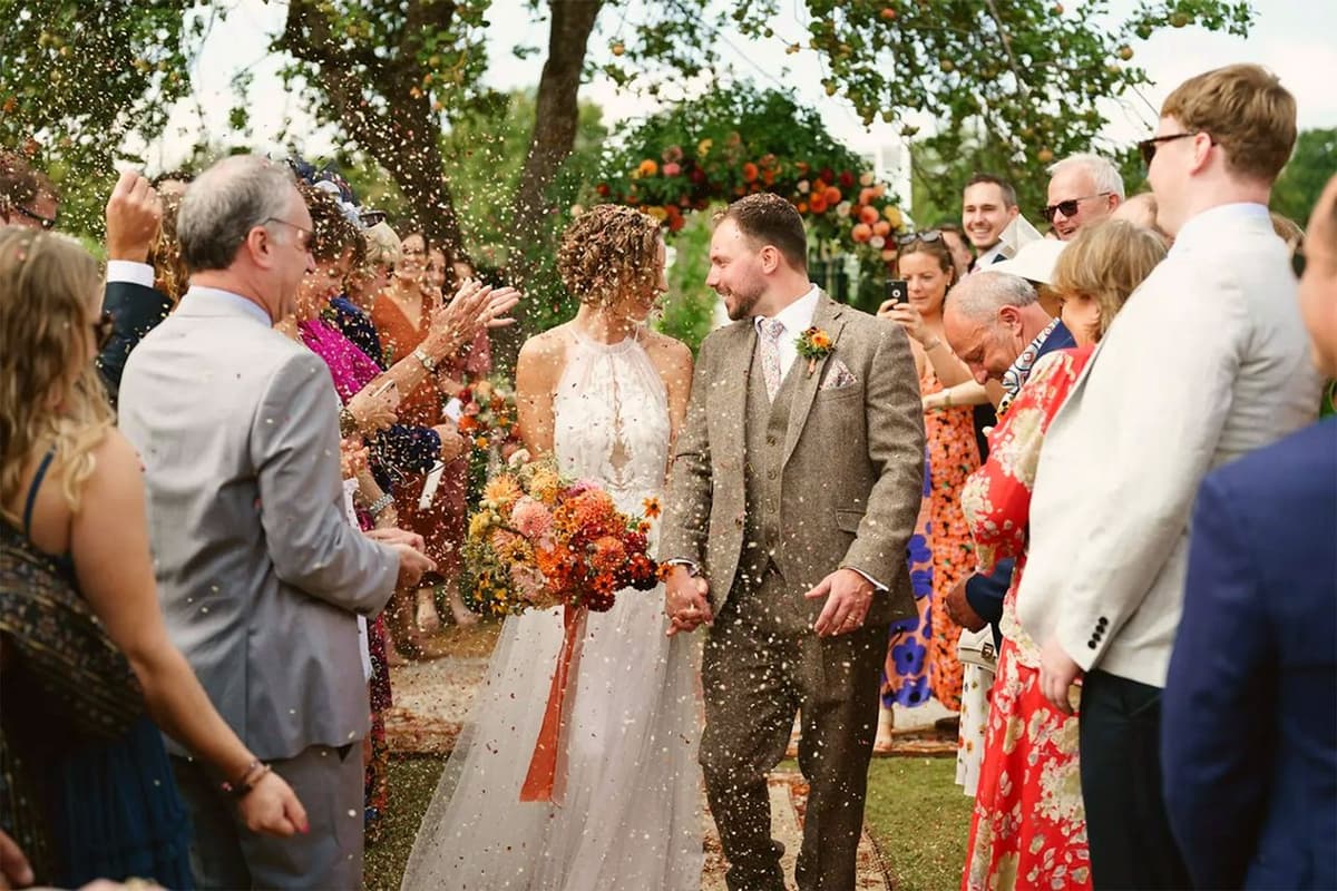 Ceremony exit through confetti